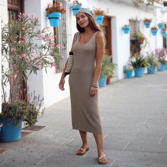 Zara Hot Gray Ribbed Knit Dress NWT - Picture 3 of 16